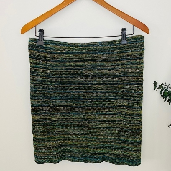 NWT Drama Gold Teal Knit Mini Skirt - Picture 2 of 9